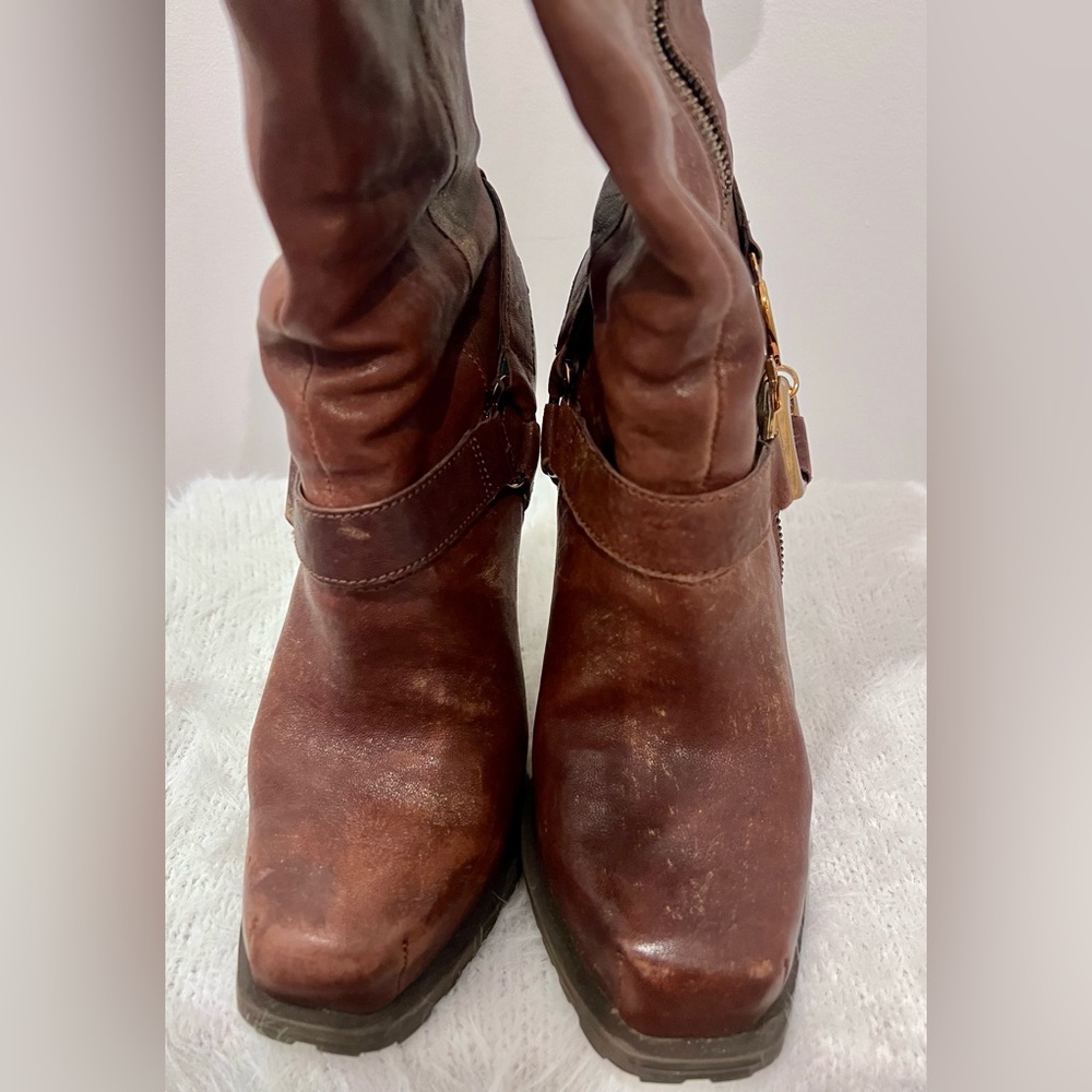 Brown Leather Knee High Boots - Picture 8 of 16